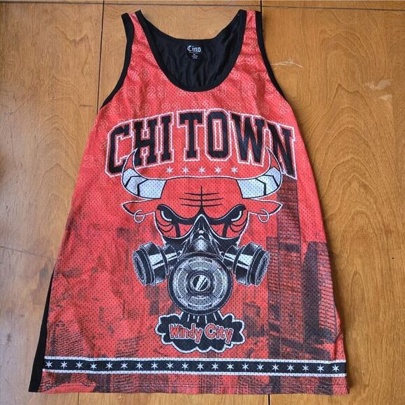 Cino Chicago Bulls Chitown Windy City Gas Mask Mesh Tank Top Women's Size XL - Picture 1 of 6